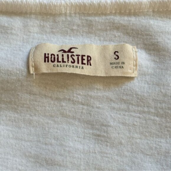 Hollister Long Sleeve CroppedT-Shirt W/ Lace Up Neckline-White-Size S-GUC - Picture 4 of 5
